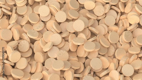 Multiple orange effervescent vitamin tablets