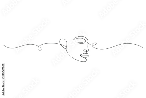 Modern woman portrait one line drawing minimalist illustration