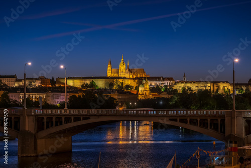 Prague Castle At Night In Czechia
