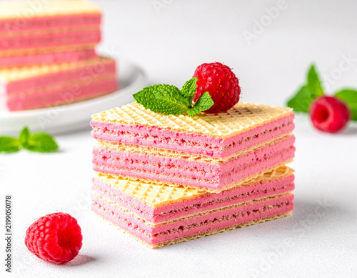 Obraz na płótnie Wafle malinowe