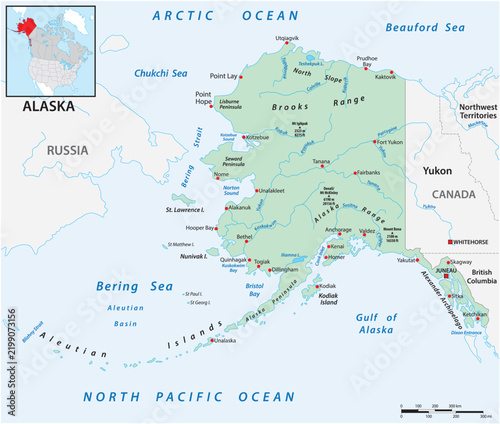 Map of the U.S. state of Alaska