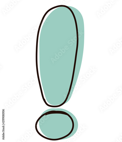Cute teal speech bubble with exclamation mark, hand drawn notice element