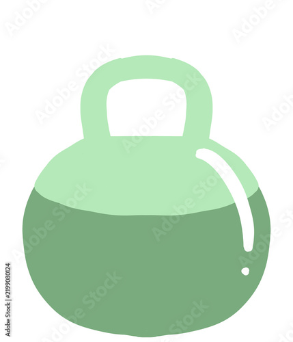 Pastel green kettlebell, fitness dumbbell watercolor style