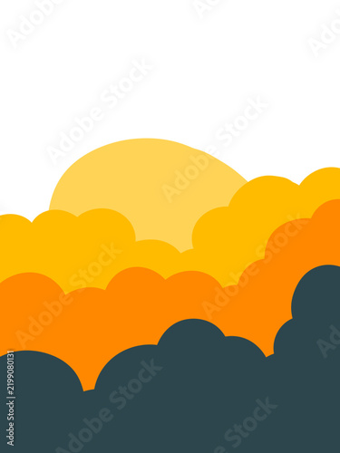 J
Watercolor sunset sky, orange yellow clouds and sun landscape