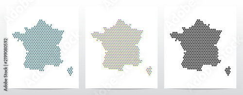France map made of modern geometric design cubes hexagon blocks