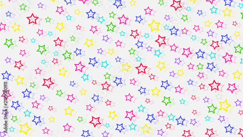 Abstract colorful vibrant stars on white background.