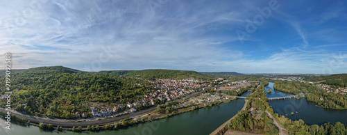 Фотография vue aérienne panoramique de la Moselle entre Ars-sur-Moselle et Jouy-aux-Arches, près de Metz