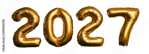 Metallic Foil Balloon Numbers 2027 for New Year Party