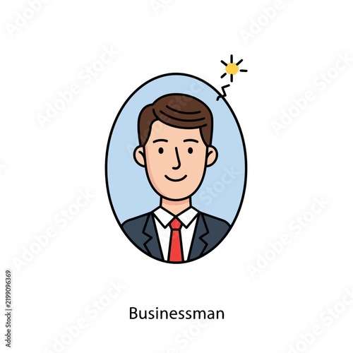 Businessman character avatar profile icon with suit and tie and lightbulb idea concept businessman lightbulb character business corporate professional