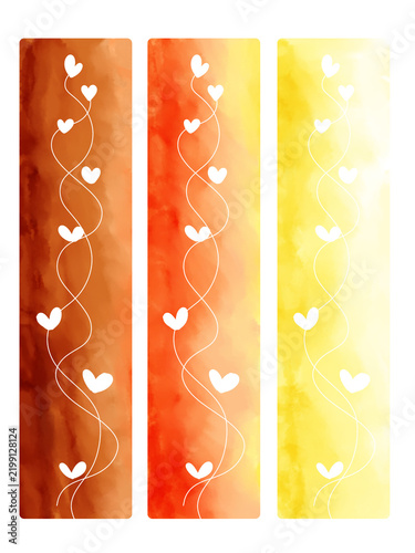 Warm gradient vertical divider, heart and leaf line pattern