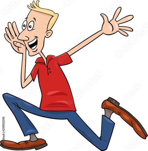 running cartoon young man comic character