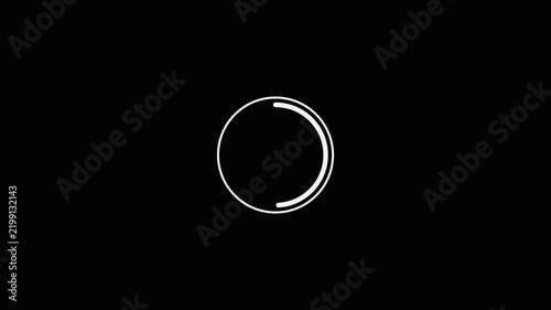 Minimalist white number eight inside a circular outline animation isolated on a solid black background