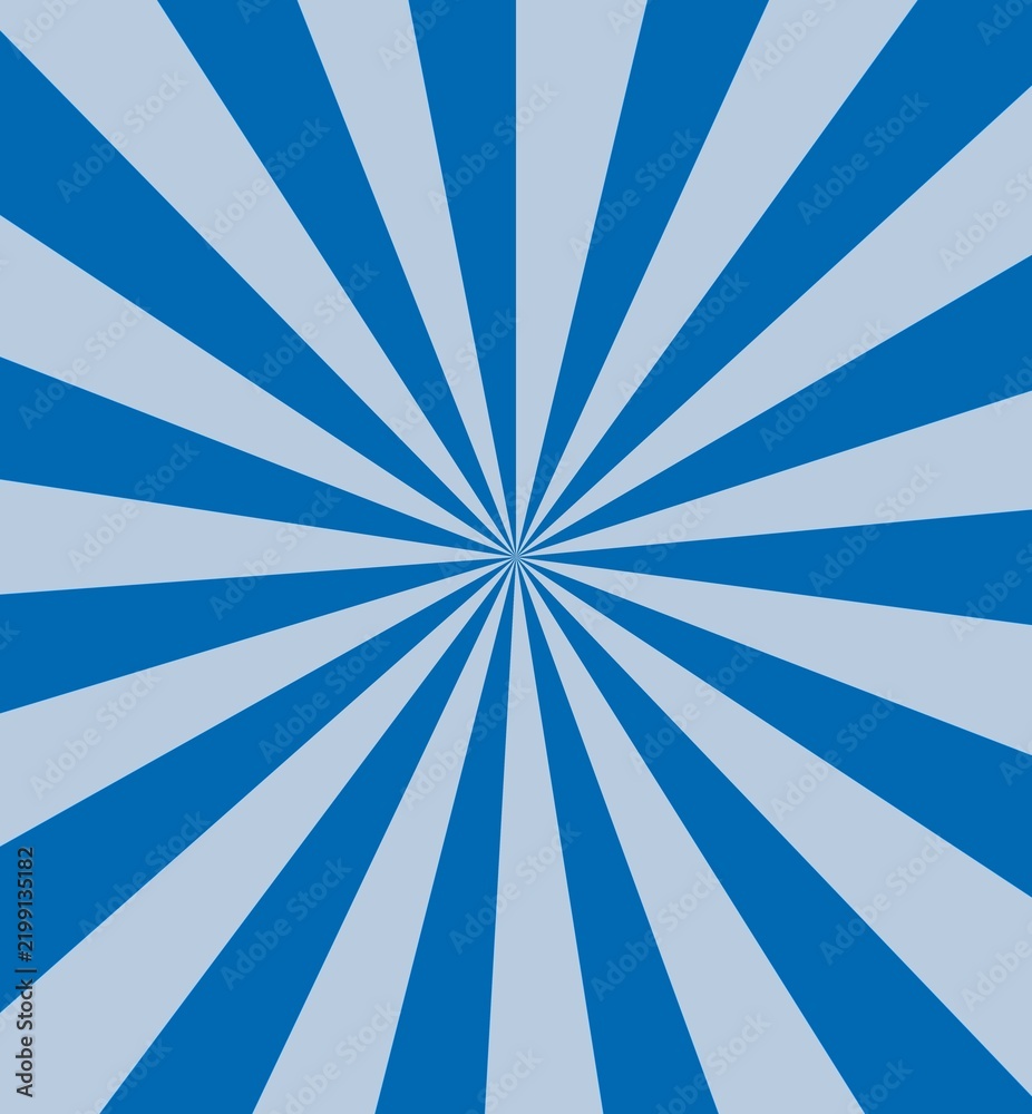 Obraz premium Classic Blue and Light Blue Sunburst Background, Retro Radial Ray Striped Pattern