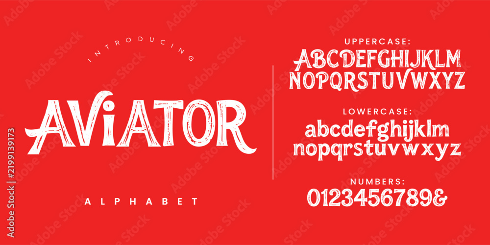 Obraz premium Aviator alphabet adventurous travel handwritten brush font for tropical poster and vacation design