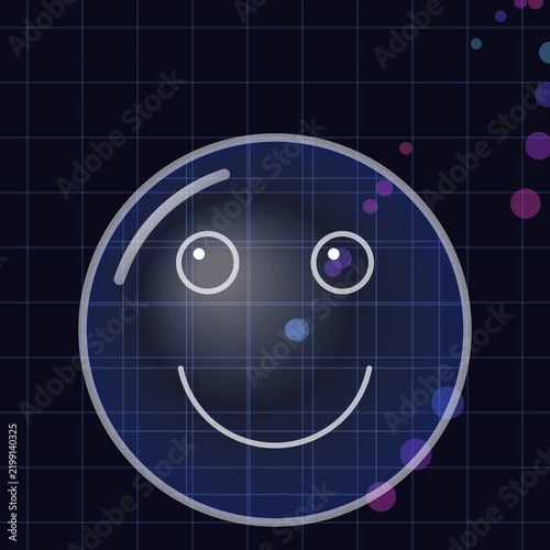 Minimalist Blue Emoji Face Concept Animation on Grid Background