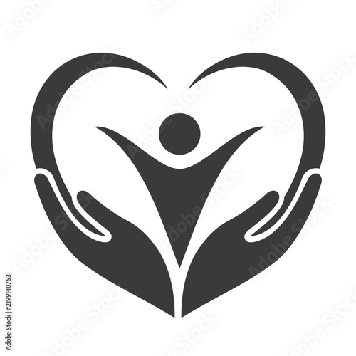 Human Care Heart and Helping Hands Vector