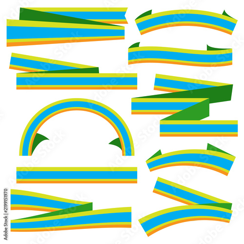 Green and blue ribbon banner set