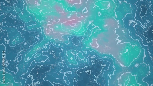 Abstract ocean tidal contour lines animation loop. Topographic depth map abstract fluid motion background