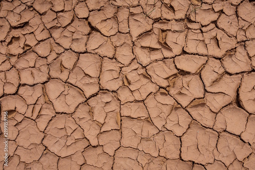 Obraz na płótnie Dry, textured ground pattern shows the impact of an intense drought with abnormally dry weather caused by less precipitation, water shortages, El Niño or La Niña