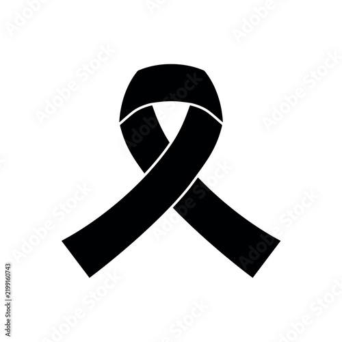 Simple black awareness ribbon icon symbol vector illustration design isolated on a white background.