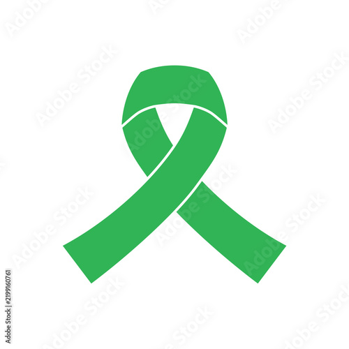 Simple awareness ribbon icon symbol vector illustration design in green color isolated on a white background. It symbolizes World Mental Health Day on October 10.