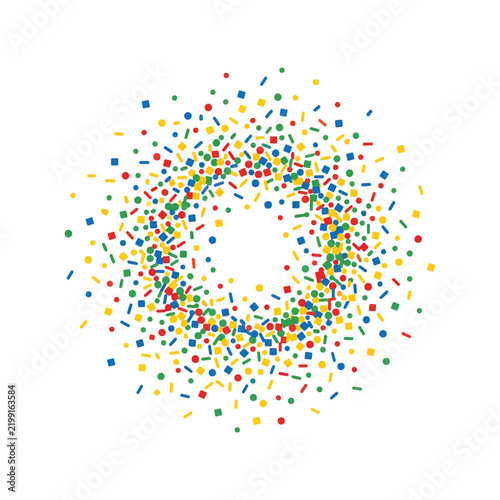 Colorful Confetti Circle Frame Vector Illustration Isolated on White Background
