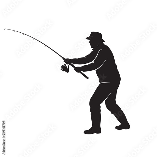 silhouette of a fisherman