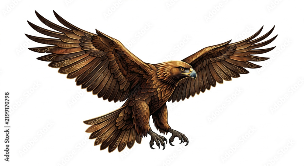 Obraz premium Flying Eagle Bird Vector Illustration Isolated on White Background