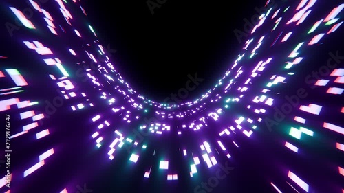 Abstract neon digital high-tech pixels squares technology background 4k	seamless loop