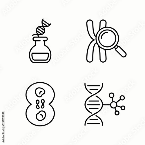 Genetics and biochemistry science icons set