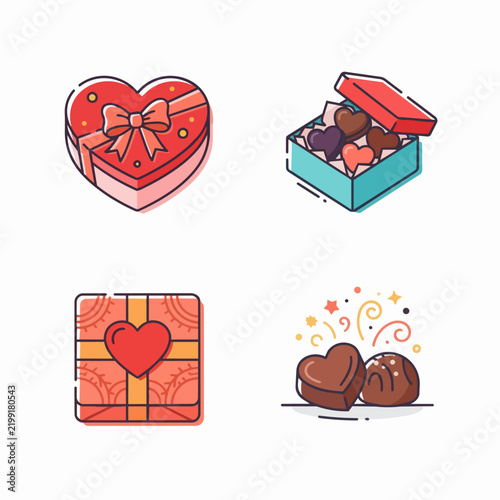Valentine Gift Boxes and Chocolates Illustration