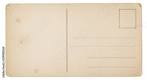 Blank Vintage Postcard Back Template on transparent background