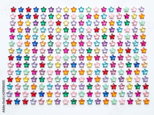Colorful Star Rhinestones Pattern Background on White