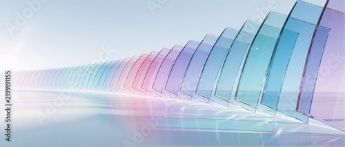 Abstract 3D glass panes in pastel gradient