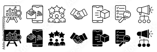 Inbound marketing icon set. seo and public relations symbol. Vector illustration