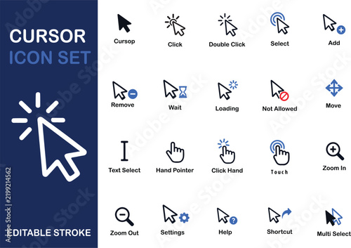 Modern Cursor Icon Set for UI UX Interface and Digital Interaction