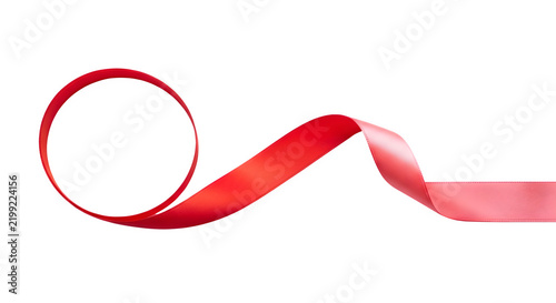 Curling red silk ribbon element isolated on a professional transparent background for festive decoration and elegant gift wrapping designs