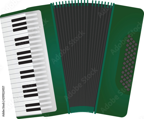 Green bass accordion. vector illustration