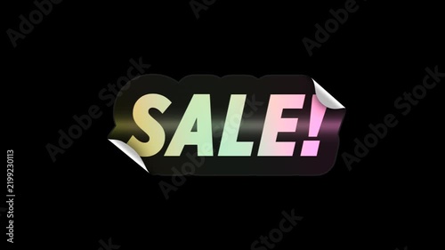 Sale - Holographic Sale Sticker Loop On Alpha Background