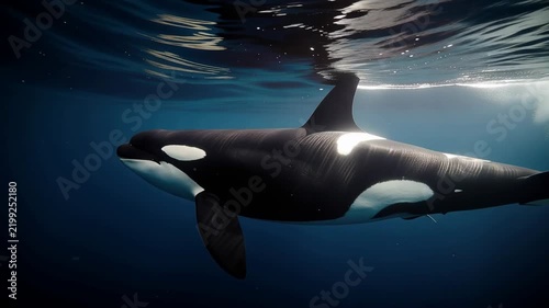 Majestic ocean creature gliding gracefully through deep blue waters in underwater marine life scene