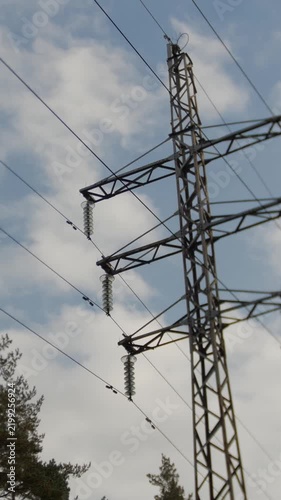 Vertical Shot of Electric Pylon with Tilt Shift Lens Effect