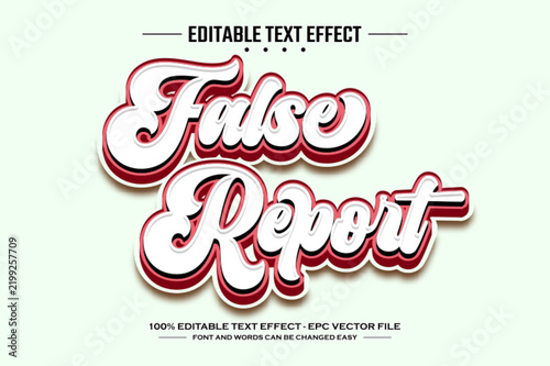 False report 3D editable text effect template