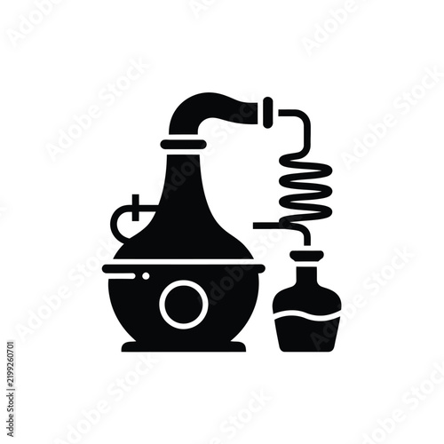 alcohol distillery equipment still black glyph icon for liquor production vector.