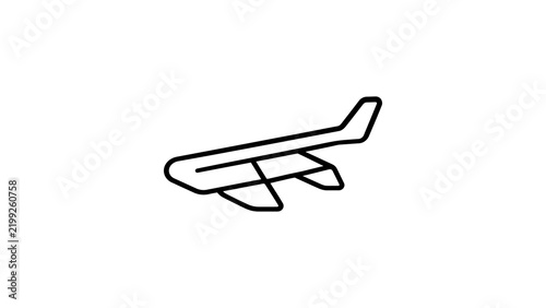 Airplane wing silhouette icon for aviation travel and flight technology.