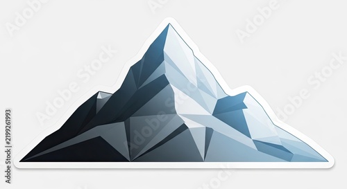 Geometric low poly mountain peak on white background.