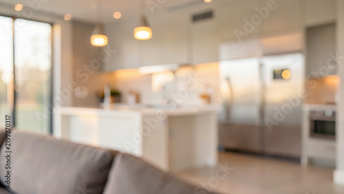 Room interior background with soft luminous bokeh for office space Copy space