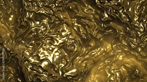Abstract golden liquid metal texture with wavy ripples