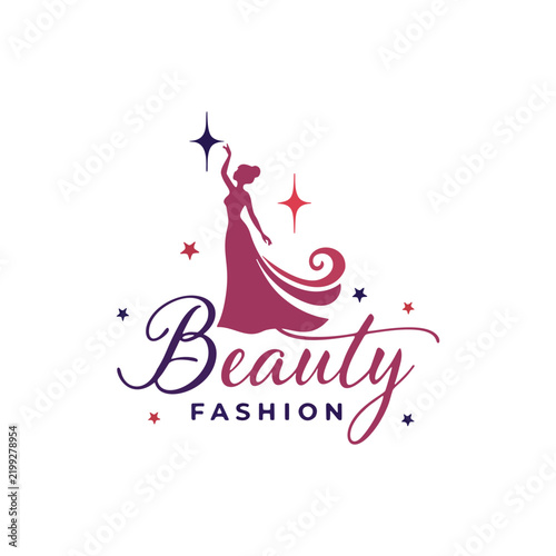 Beauty Fashion Woman Dress Logo Template Vector Illustration   
