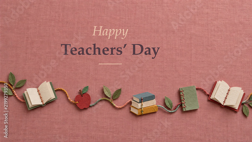 Happy Teachers Day Books Connected by a Thread of Learning