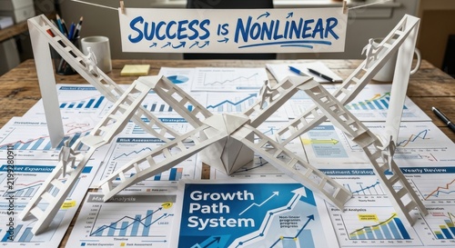 Paper Ladders and Growth Charts Symbolizing Business Success and Strategy